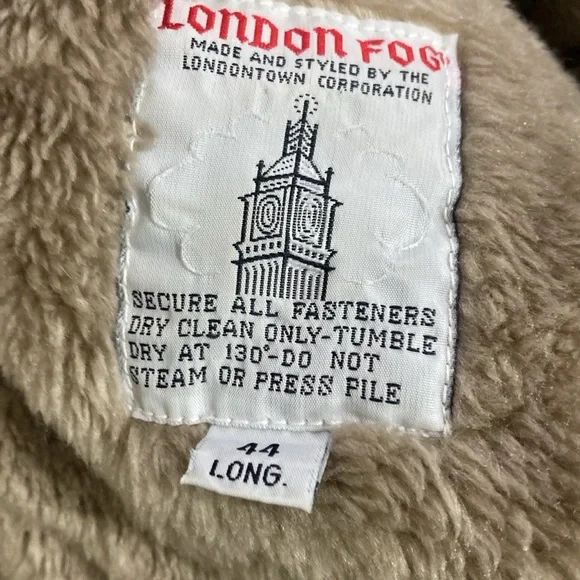 London Fog Men Snaps & Zip Faux Sherpa Warm Lined Jacket Size 44 Long